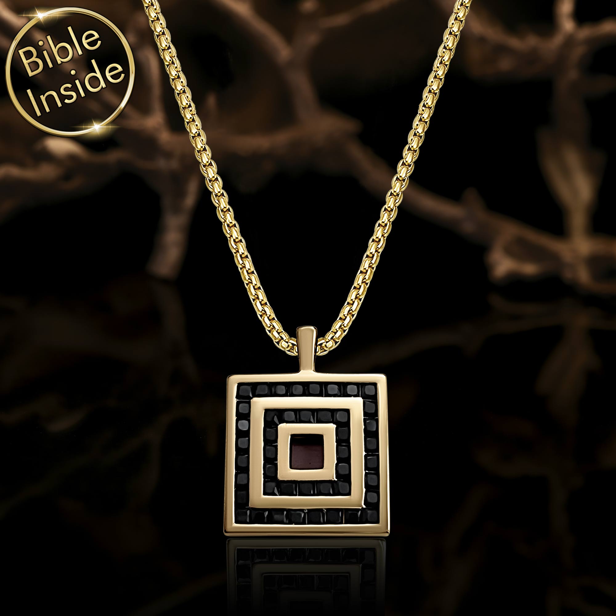 Best Christian Christmas Gift: Silver Square Pendant With Bible Inside from My Nano Jewelry